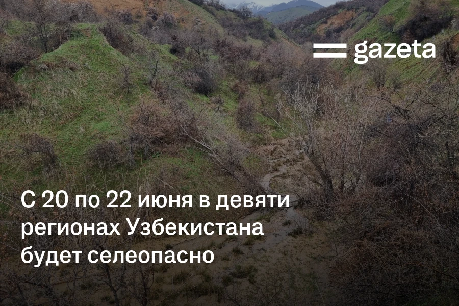С 20 по 22 июня в девяти регионах Узбекистана будет селеопасно