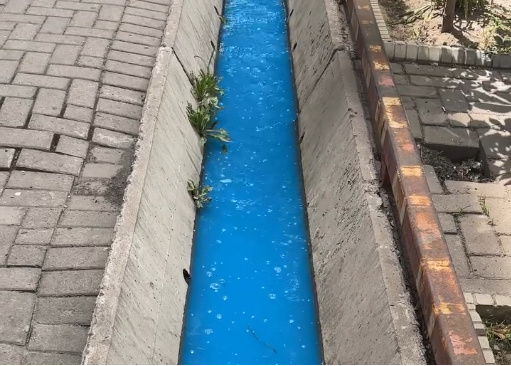 В центре Бишкека в арыке текла голубая вода. Мэрия провела проверку