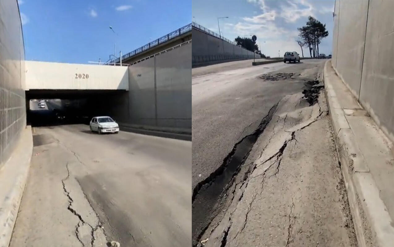 В одном из тоннелей в Баку просела дорога