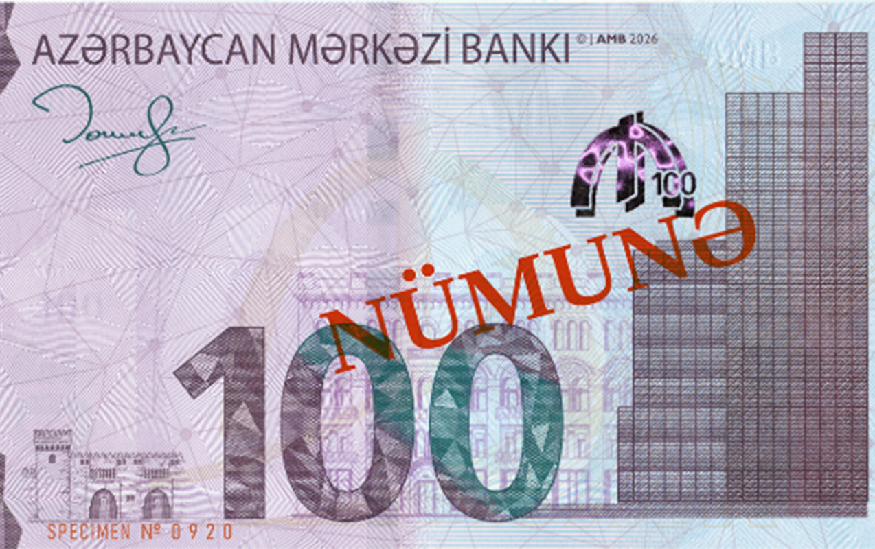 Yenilənmiş 100 manatlıq pul nişanı iyulun 15-də tədavülə buraxılacaq