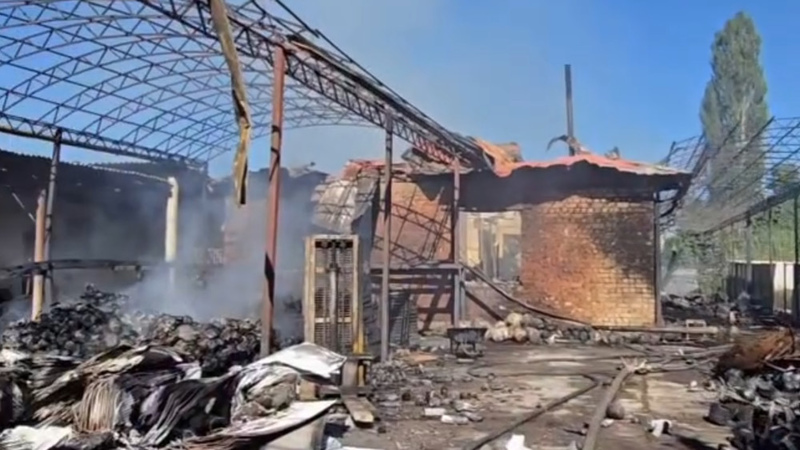 Freon cylinders explode during fire in warehouse registered as residential building in Ak-Jol village