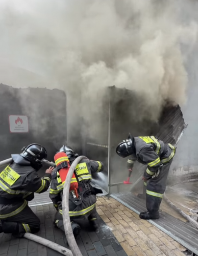 Electrical substation catches fire in Bishkek shopping center parking lot
