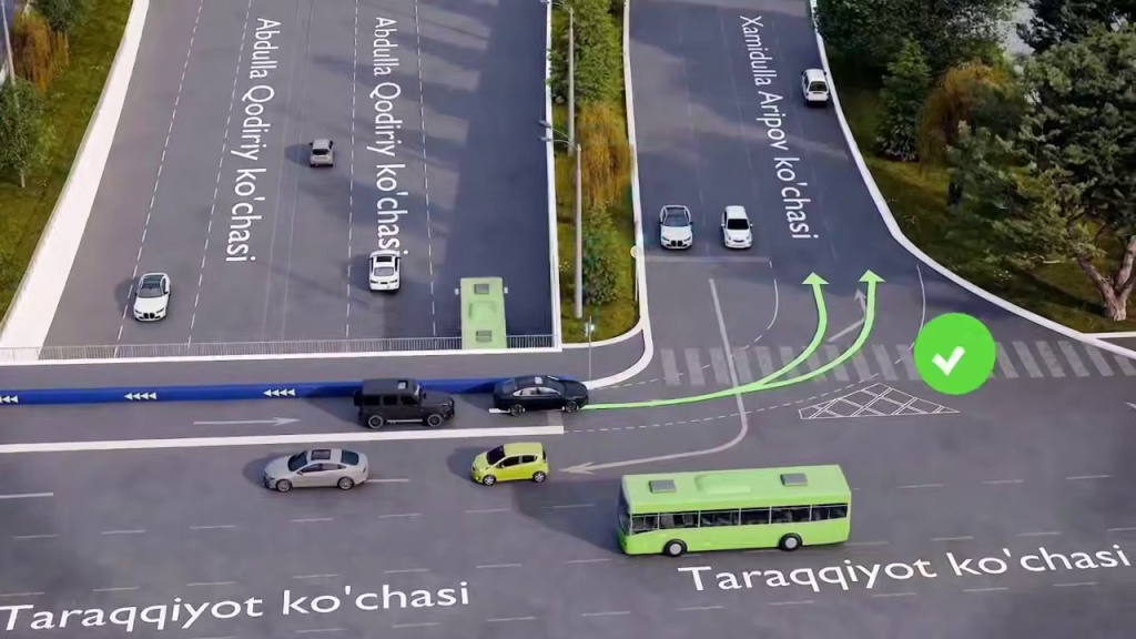 На улице Абдуллы Кадыри в Ташкенте сократили путь для разворота автомобилистов. Видео