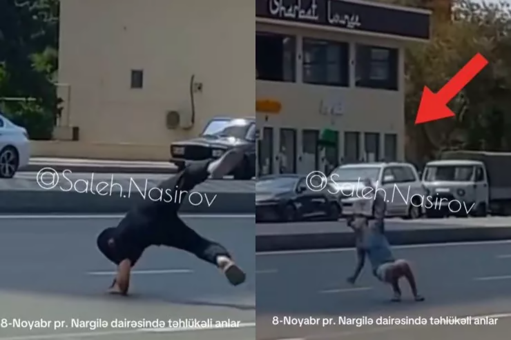 Yolu idman zalına çevirən uşaqların valideynləri polisə çağırıldı