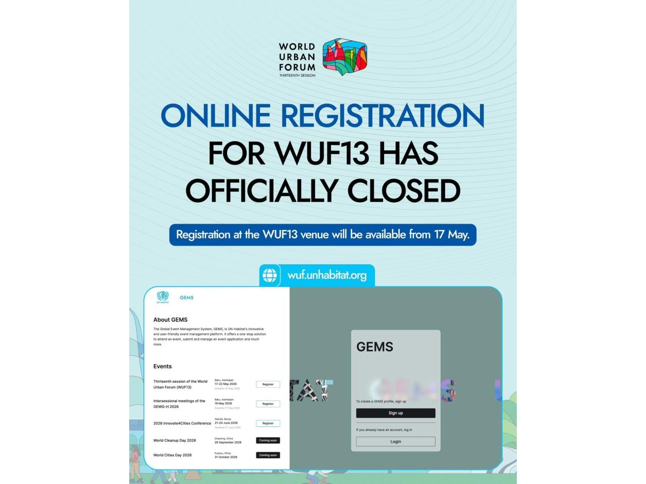 WUF13 üçün onlayn qeydiyyat başa çatıb
