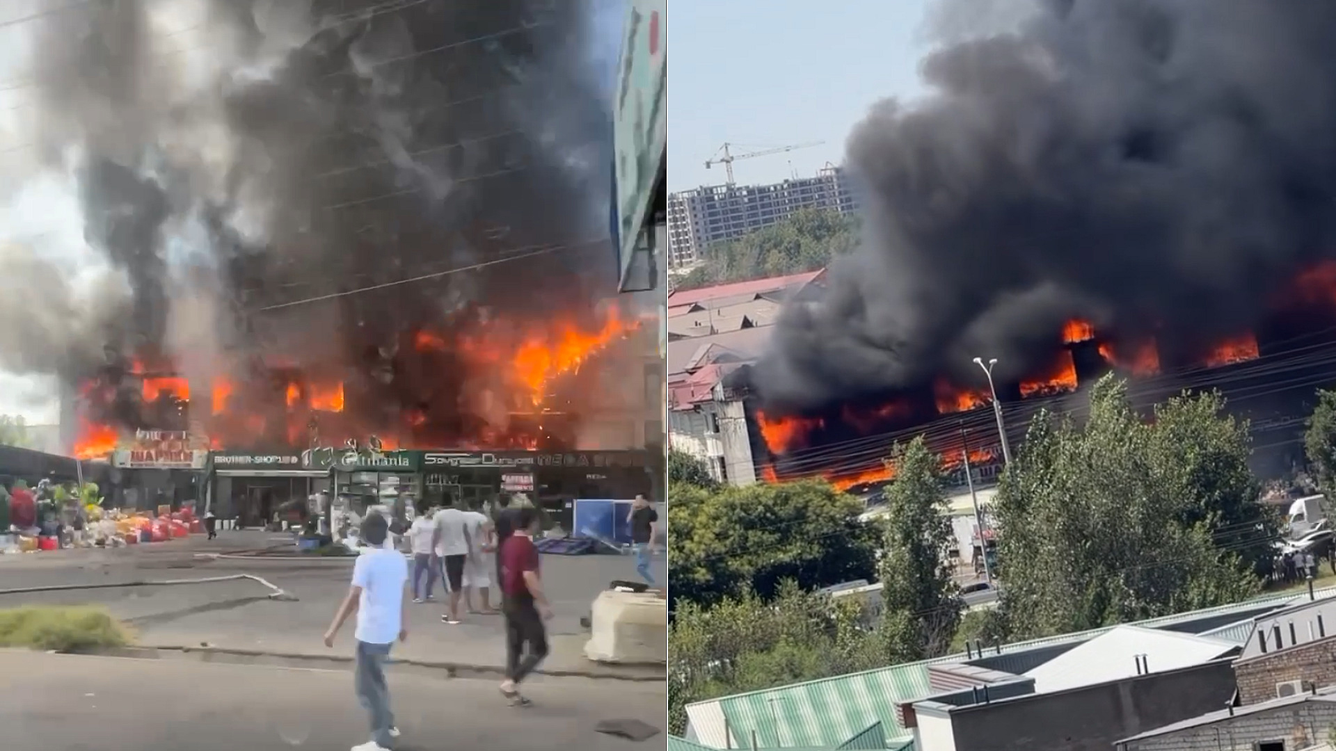 В Ташобласти произошёл крупный пожар в одном из магазинов — видео