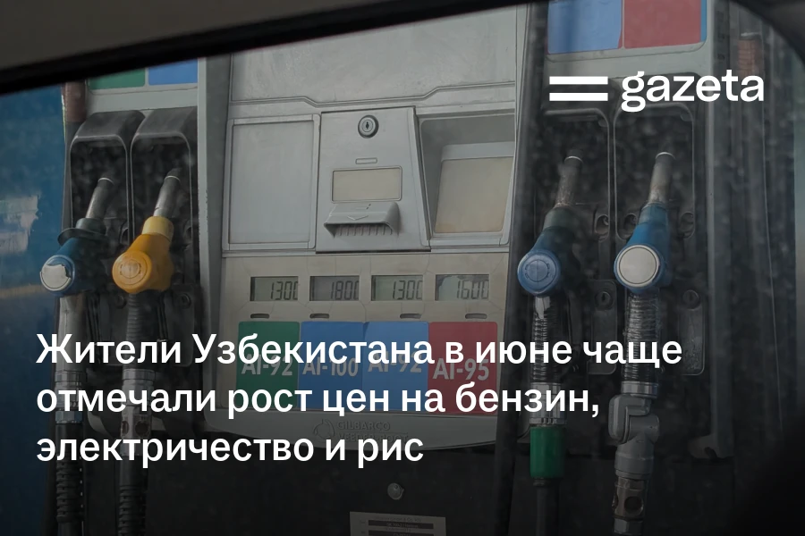 Жители Узбекистана в июне чаще отмечали рост цен на бензин, электричество и рис