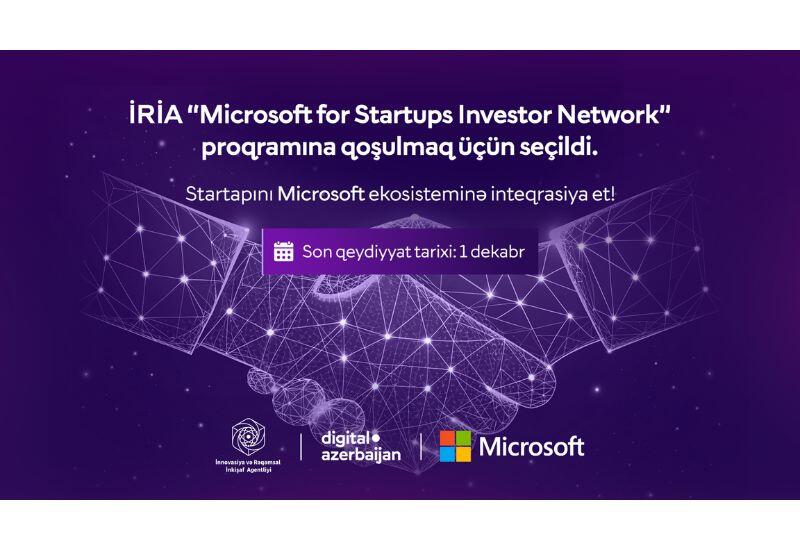 İRİA “Microsoft for Startups Investor Network” beynəlxalq proqramına qoşulub