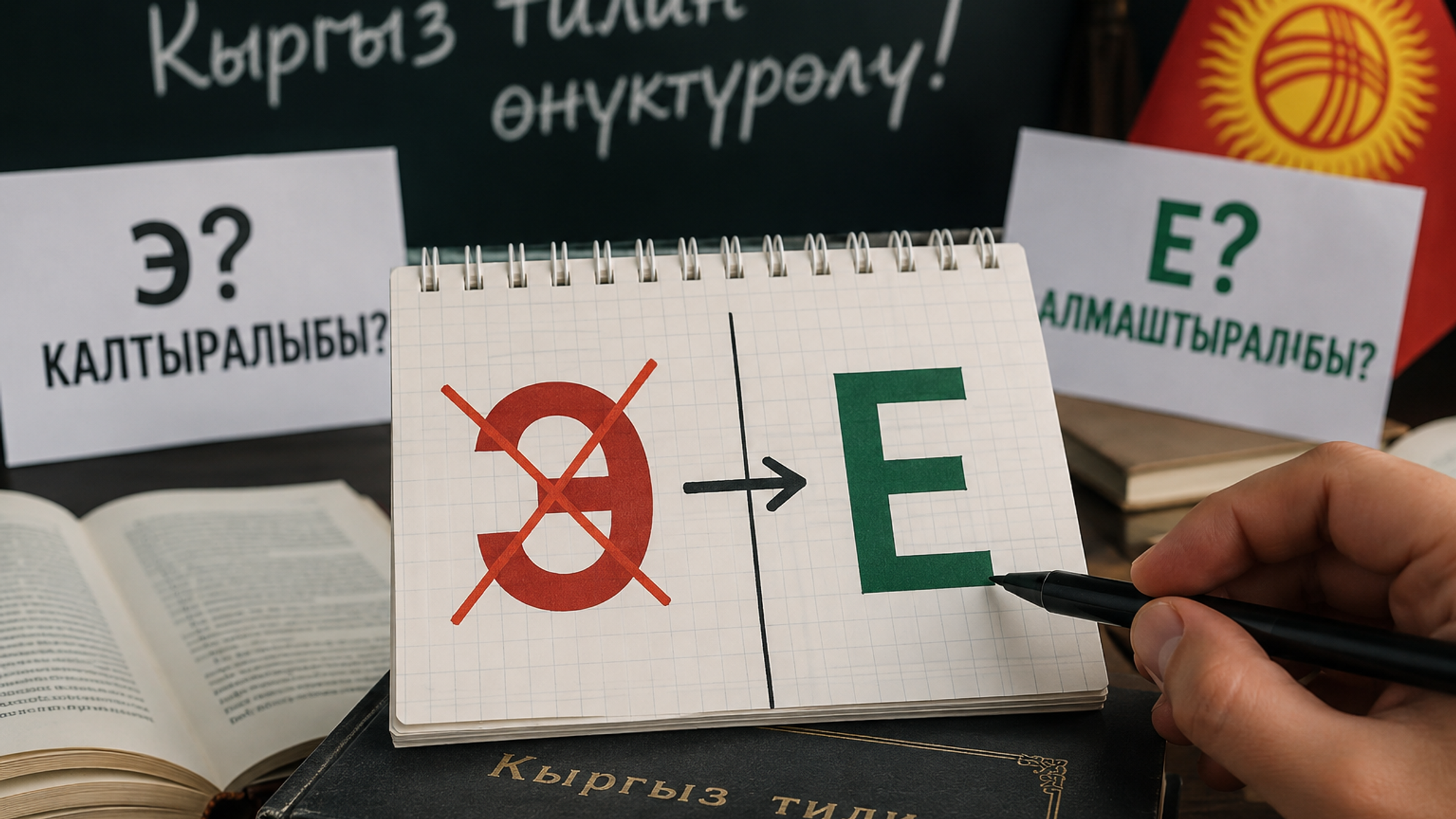 В КР ожесточенно спорят о предложении заменить букву "э" на "е" в кыргызском языке